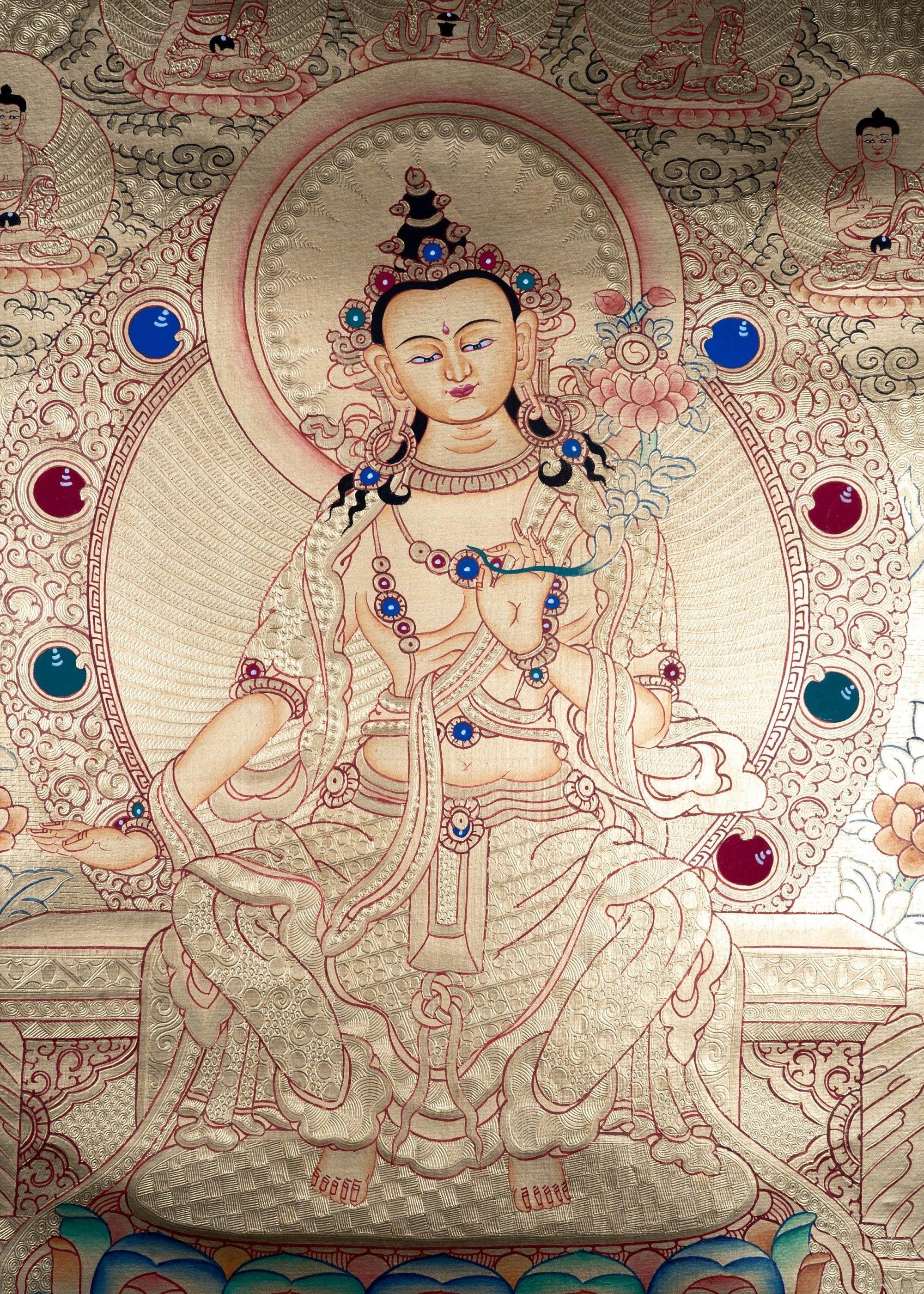 Lyap Maitreya Buddha Thangka Painting - Himalayas Shop
