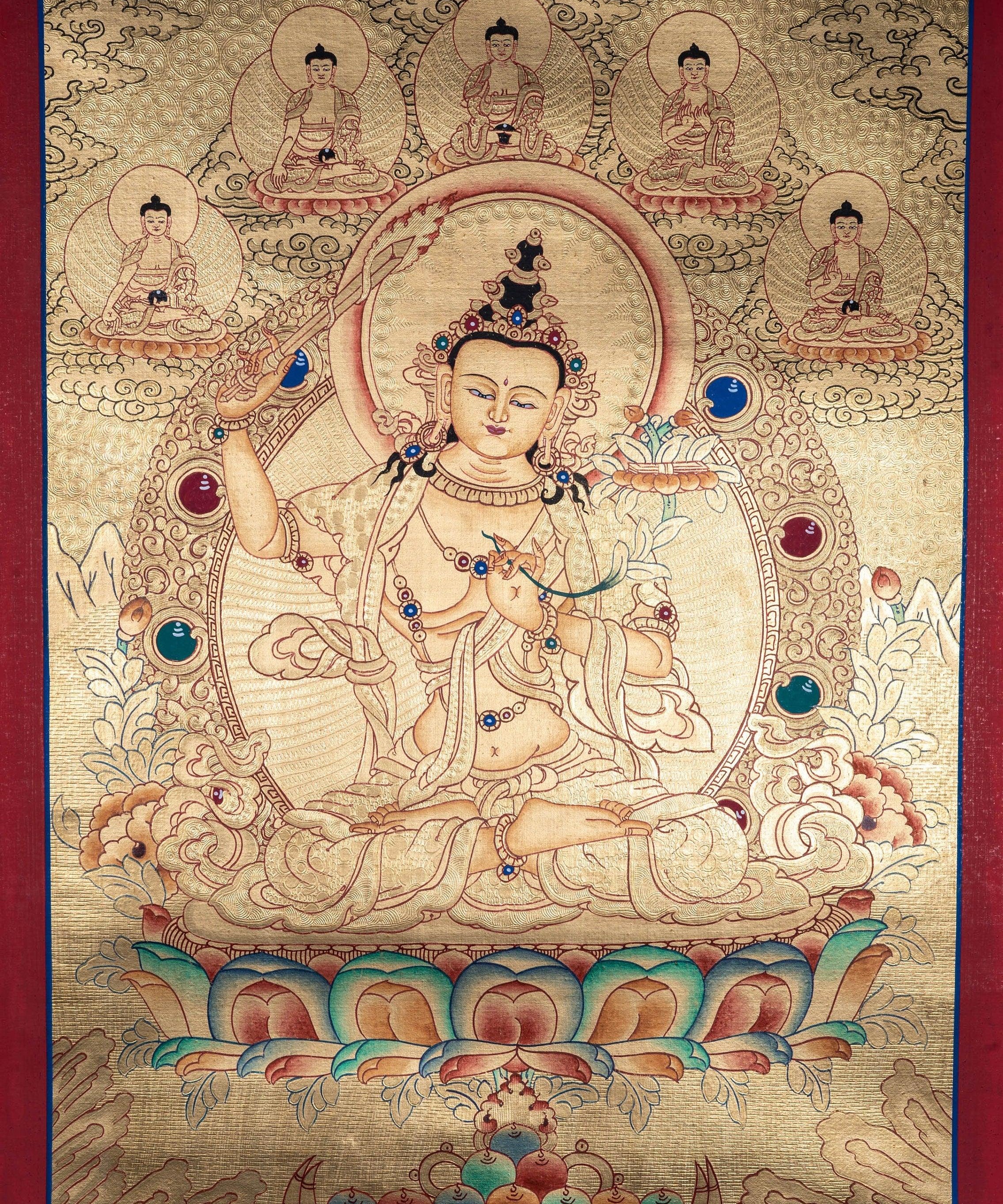 Lyap Manjushri Thangka Painting - Himalayas Shop