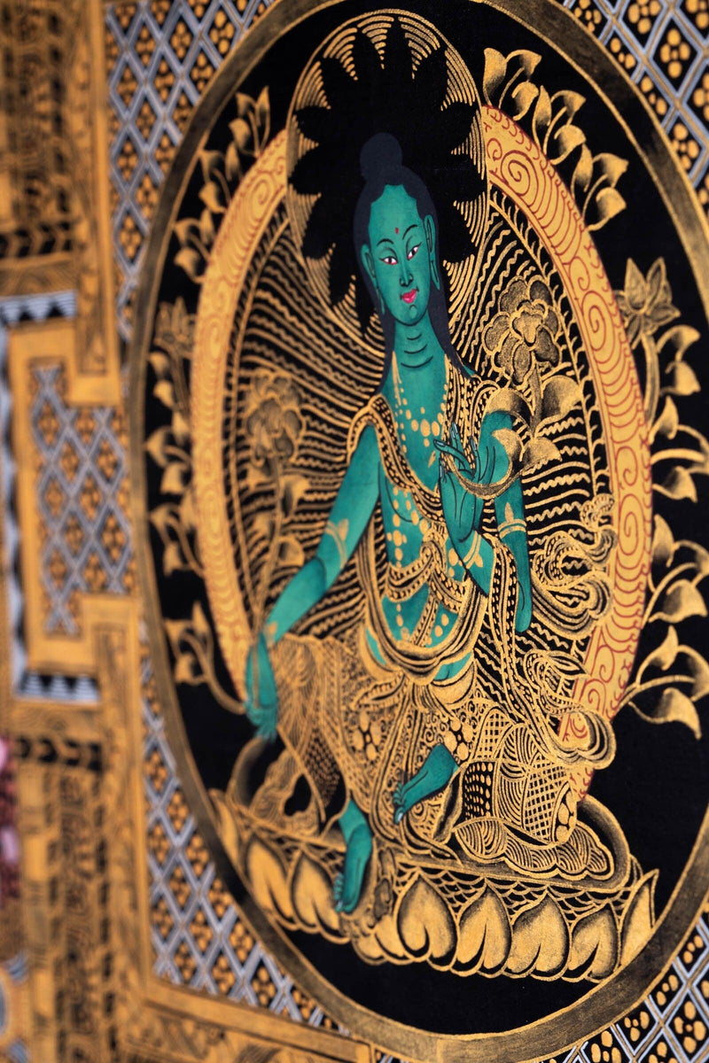 Green Tara Mandala Female Buddha Tibetan Art - Himalayas Shop