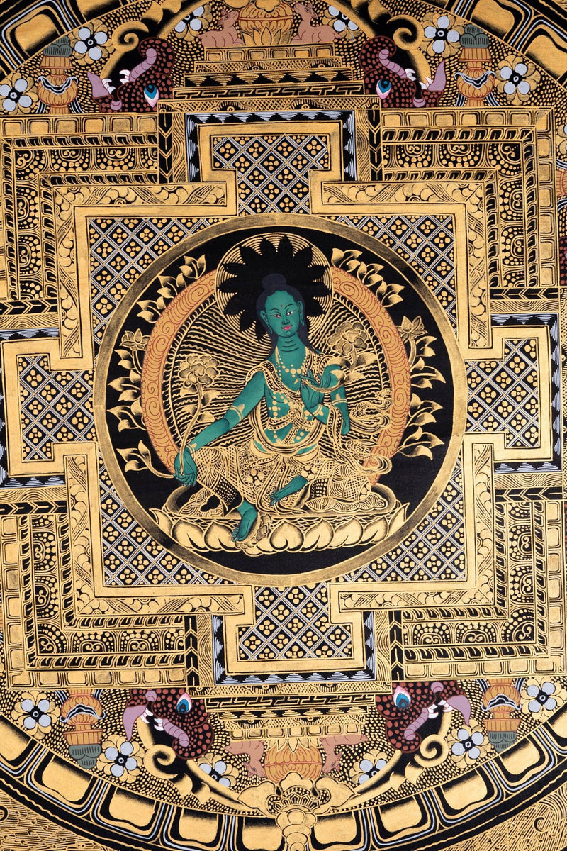 Green Tara Mandala Female Buddha Tibetan Art - Himalayas Shop