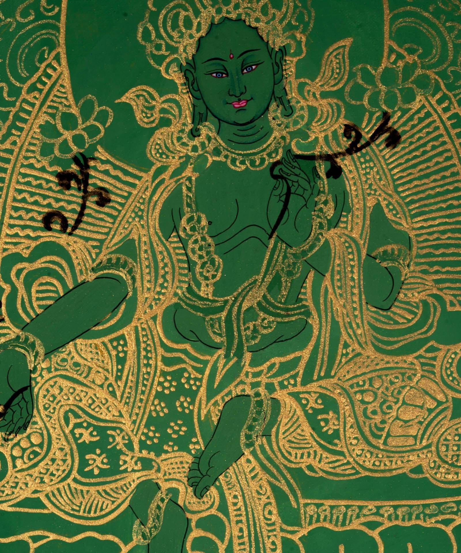 Beautiful Green Tara Mandala Thangka Painting - Himalayas Shop