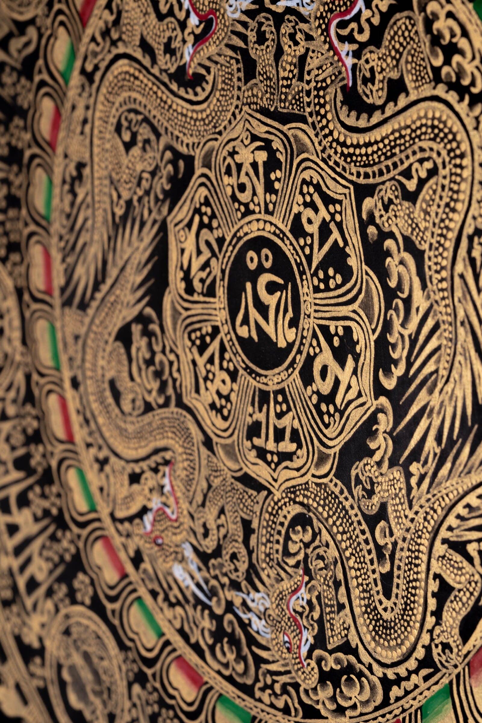 OM Dragon Mandala Tibetan Thangka Art - Himalayas Shop