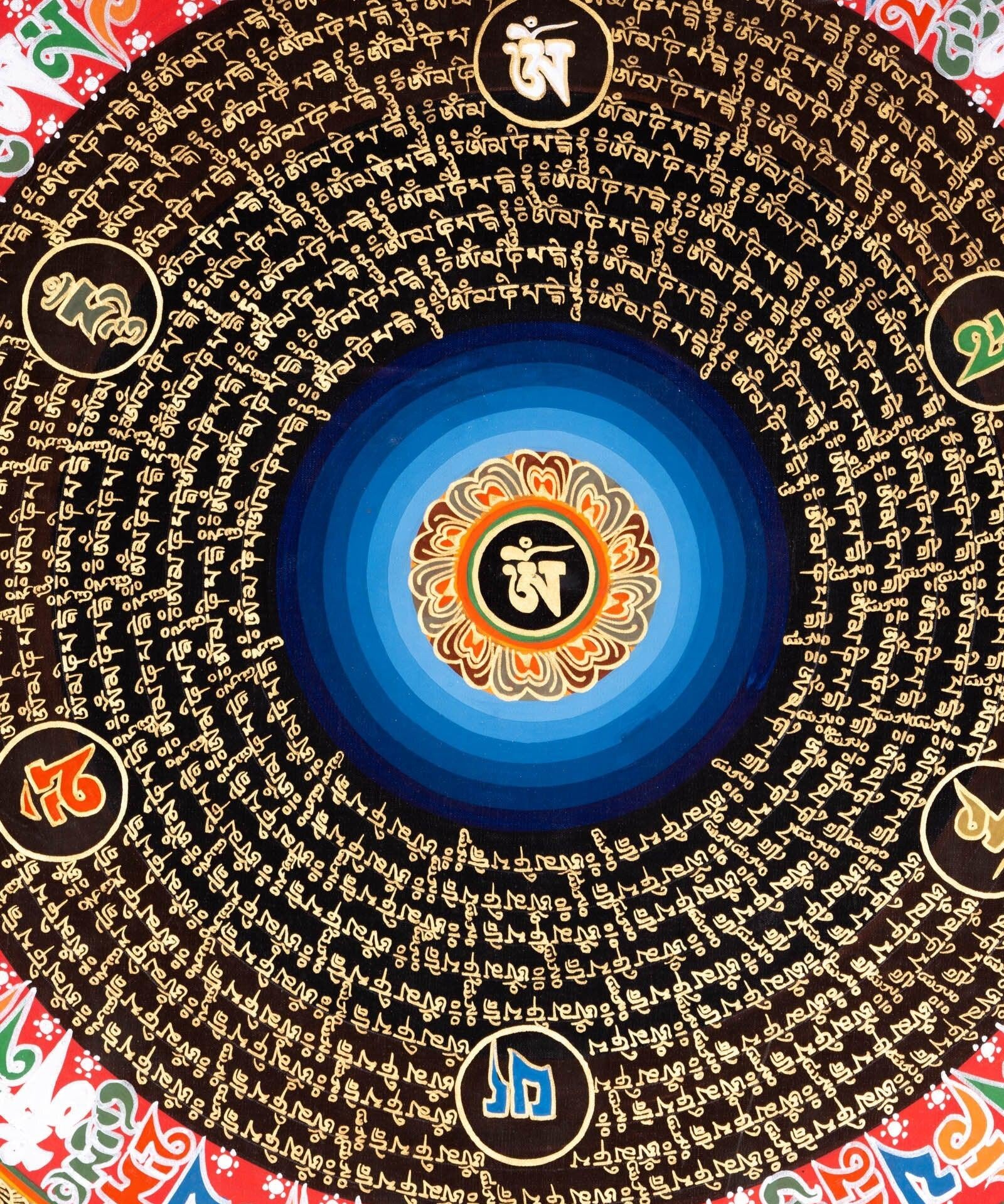 Om Mantra Mandala Thangka Painting - Himalayas Shop
