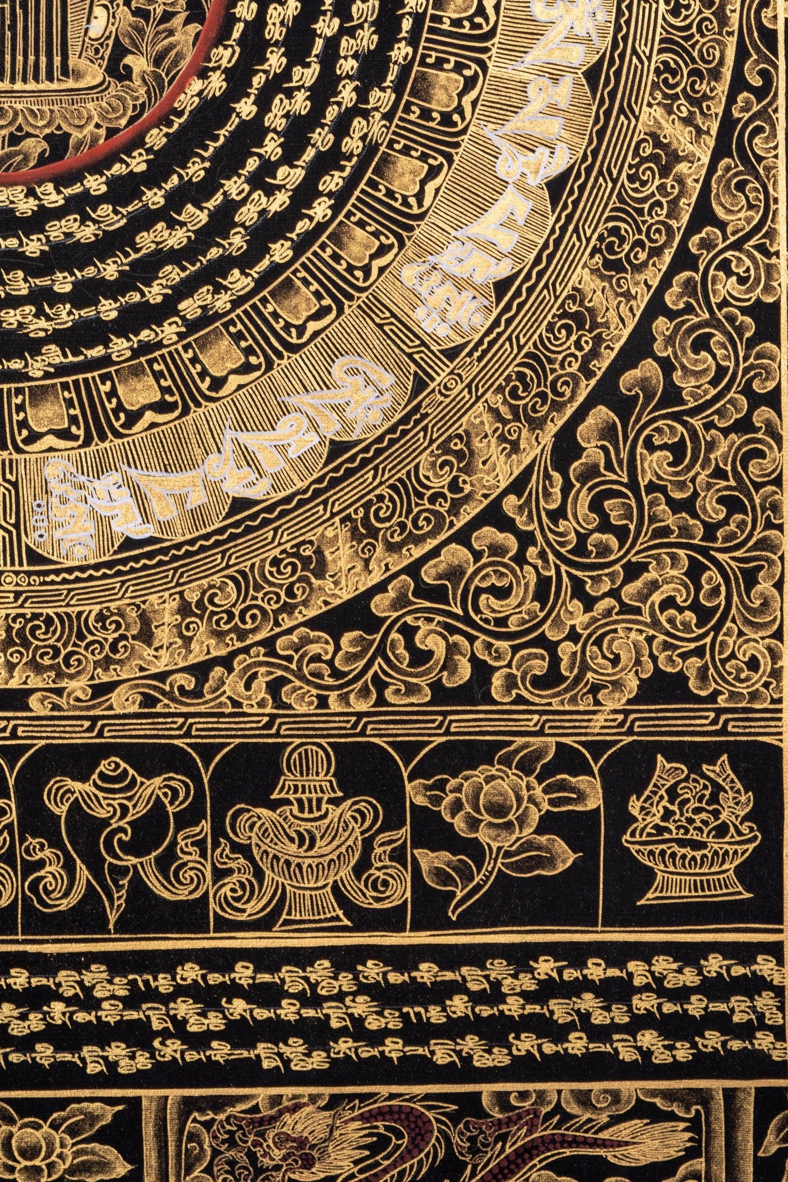 Mantra Mandala Thangka with Dragon Borders - Himalayas Shop