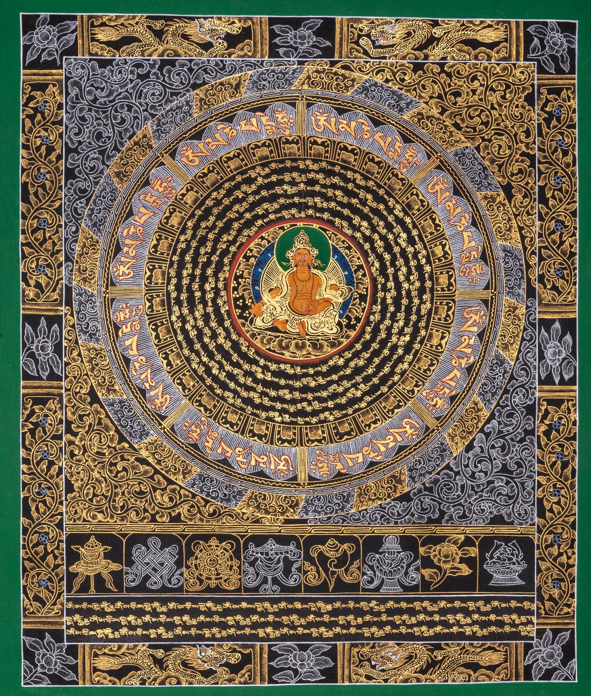 Kuber Mantra Mandala Thangka Painting - Himalayas Shop