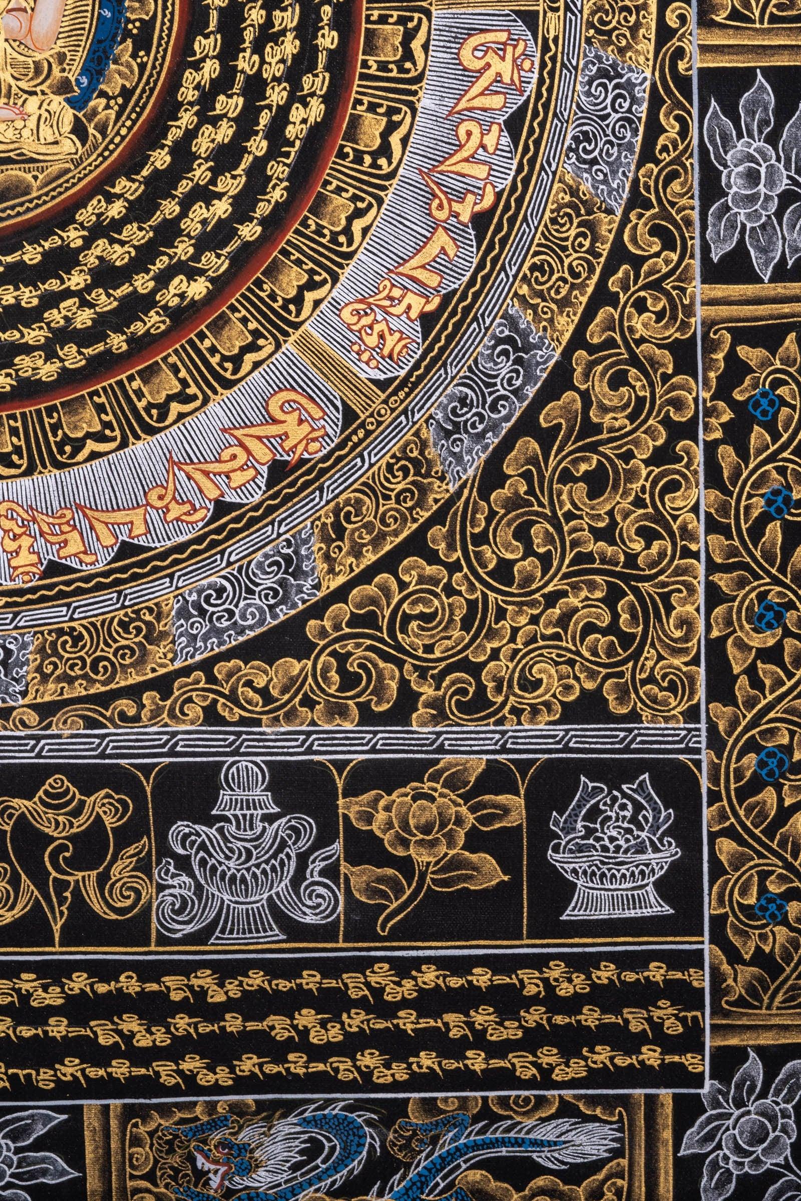 Chengresi Mantra Mandala Meditation Thangka - Himalayas Shop