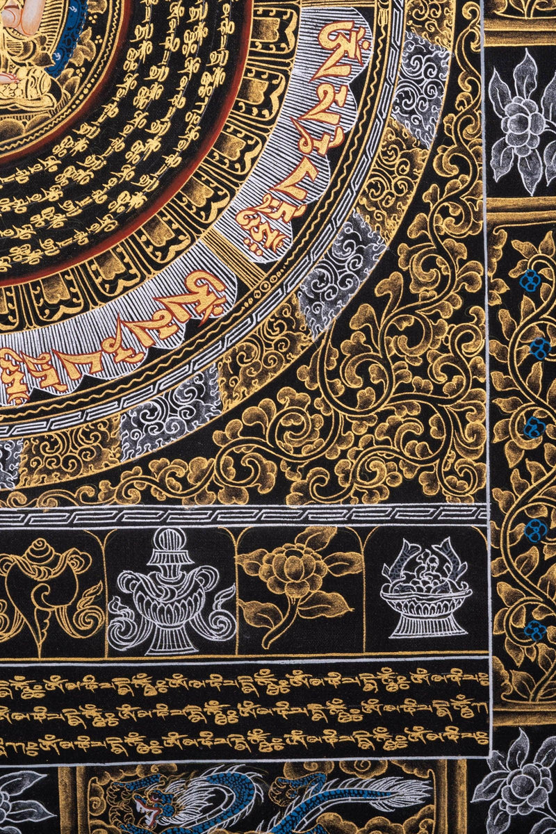Chengresi Mantra Mandala Meditation Thangka - Himalayas Shop