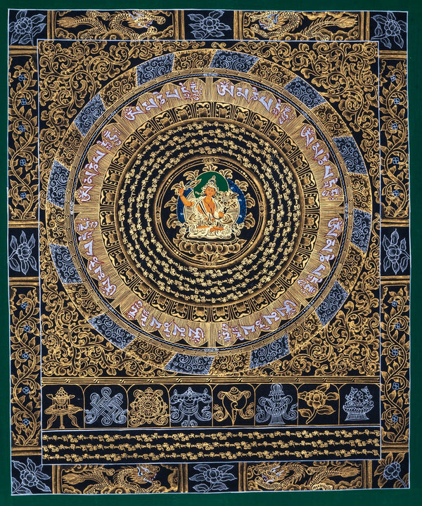 Om Mantra Mandala with Manjushri Thangka Painting - Himalayas Shop