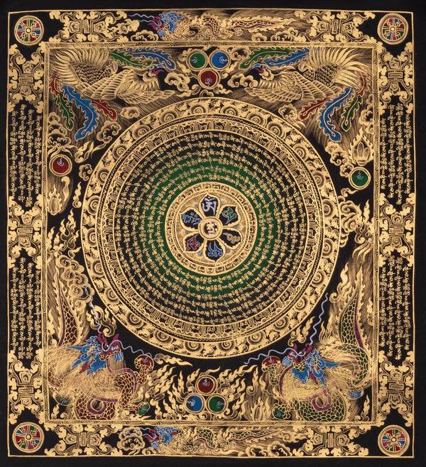 Om Mandala with Dragon Thangka - Himalayas Shop