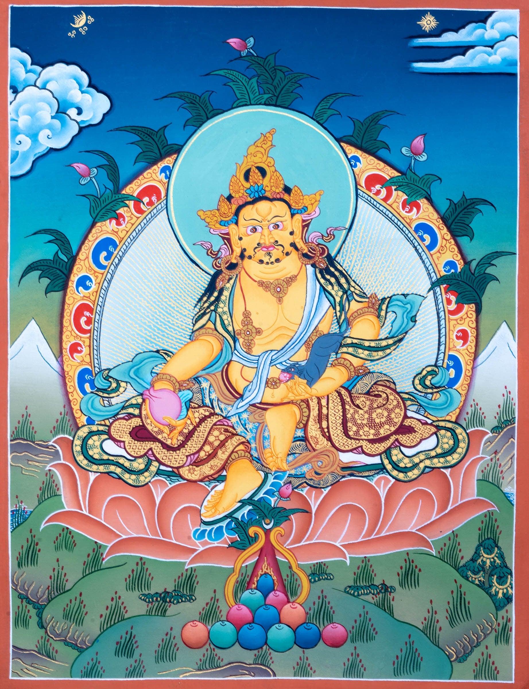 Thangka Painting of Wrathful Deity - Zambala - Himalayas Shop