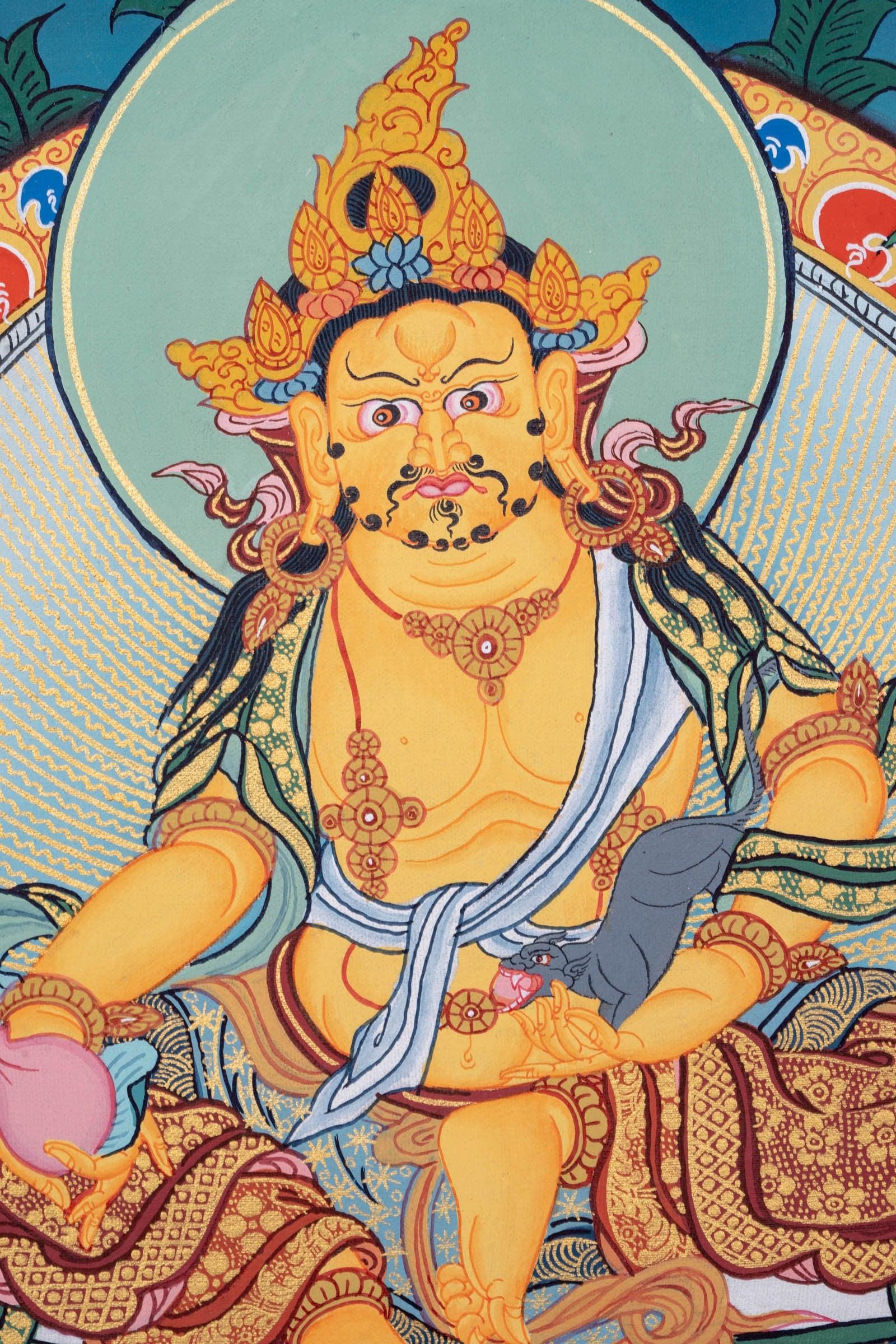 Thangka Painting of Wrathful Deity - Zambala - Himalayas Shop