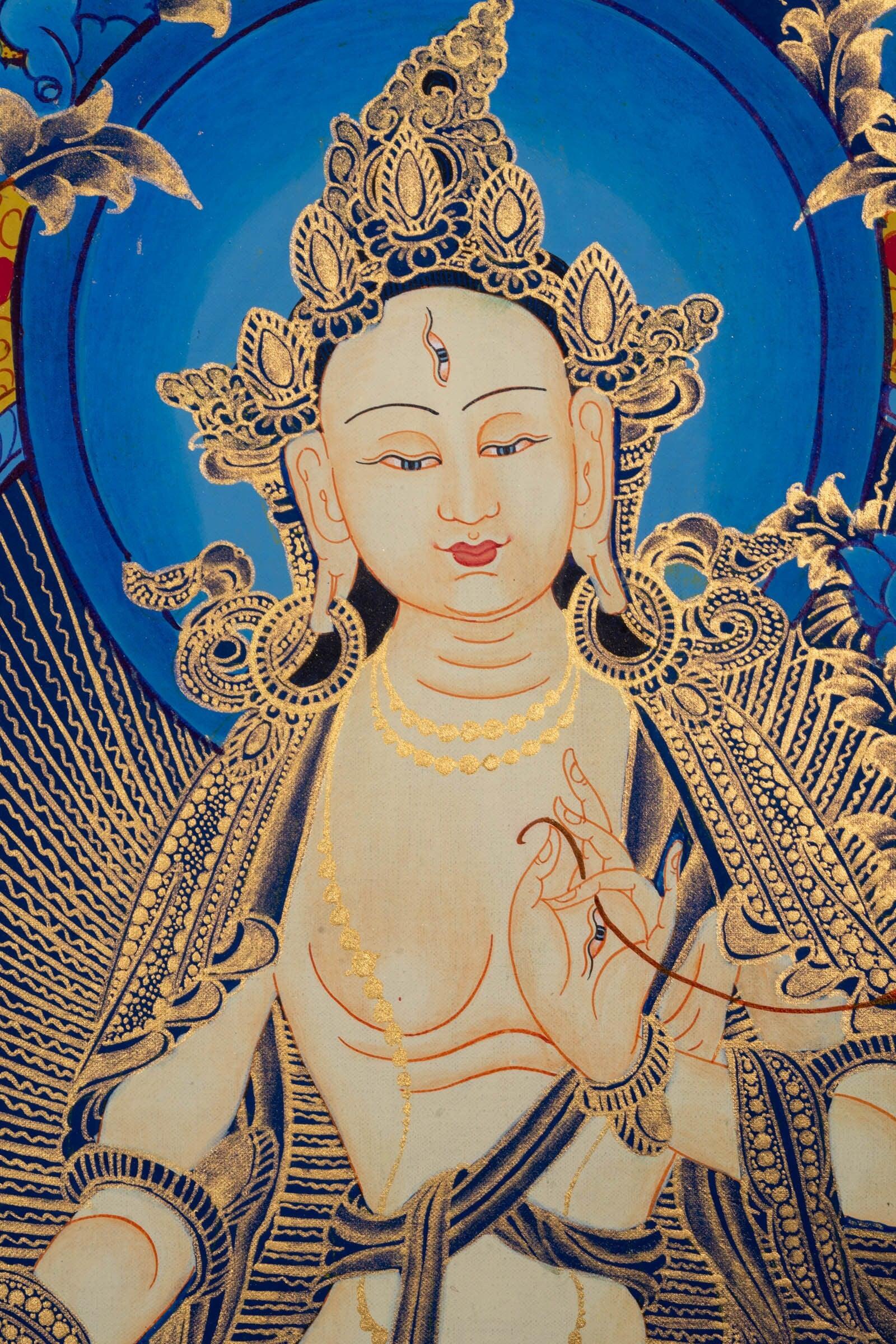 Thangka Painting of White Tara - Himalayas Shop