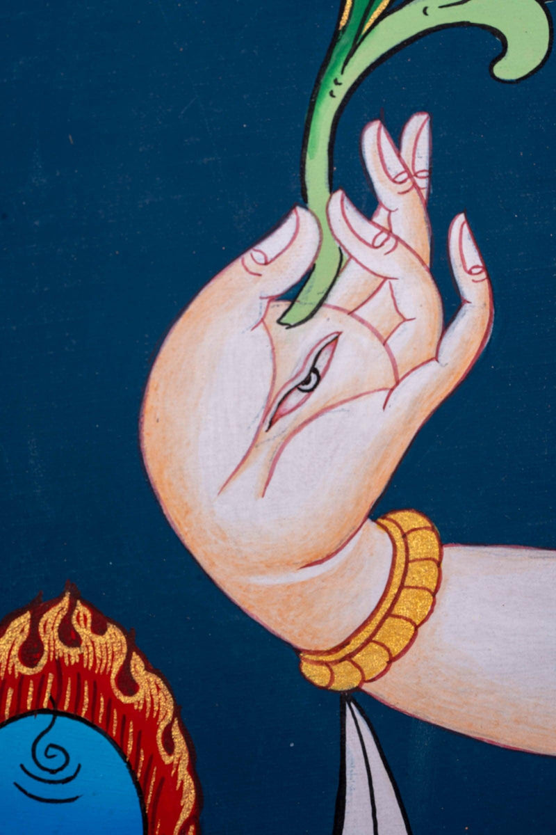White Tara Hand Gesture  Thangka Painting - Himalayas Shop