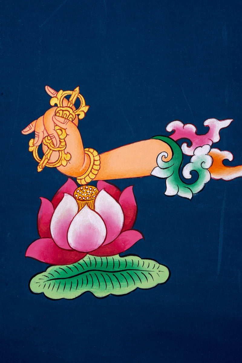 Guru Rinpoche Hand Gesture Thangka Painting - Himalayas Shop