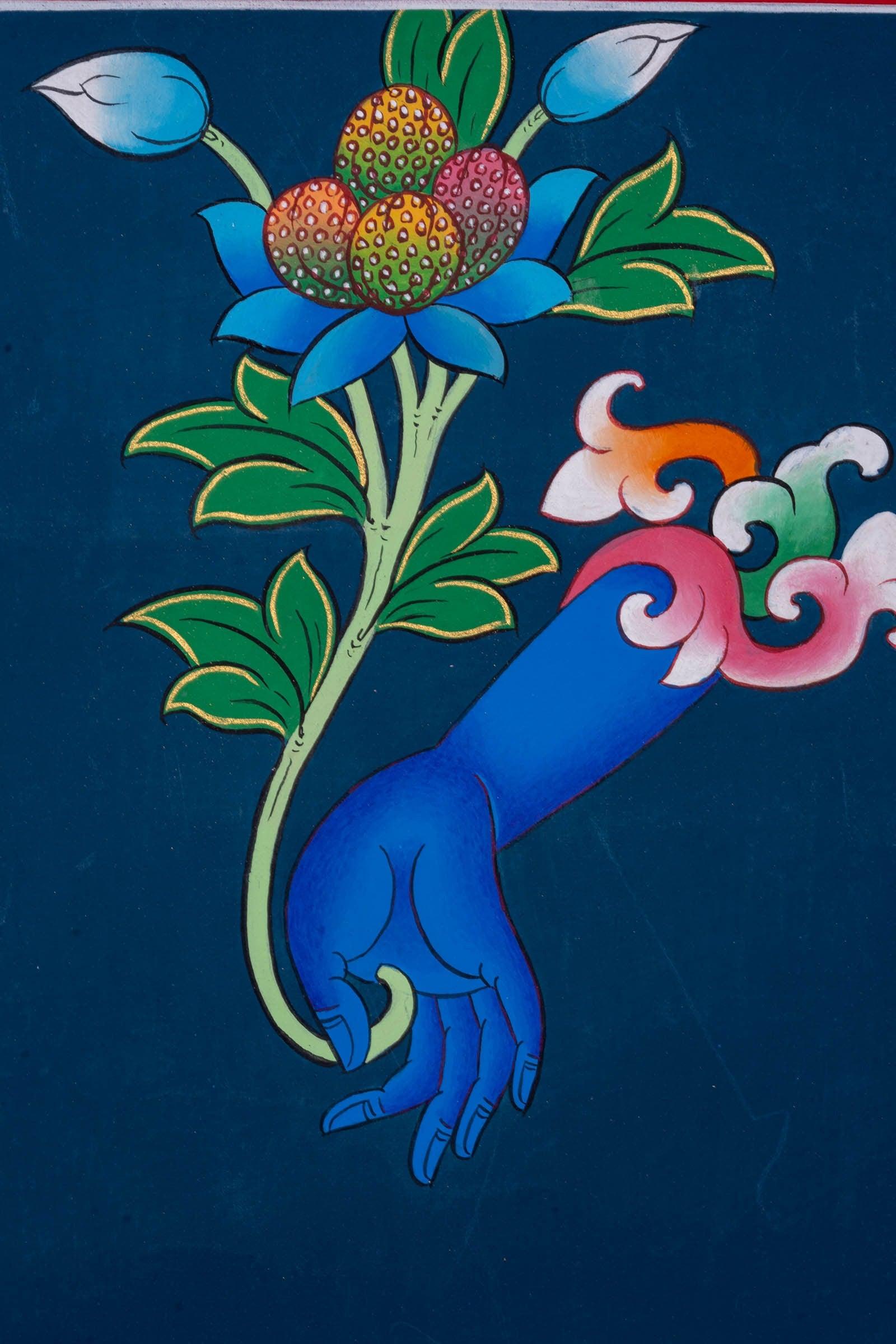 Vajrapani Hand Sign Thangka Painting - Himalayas Shop