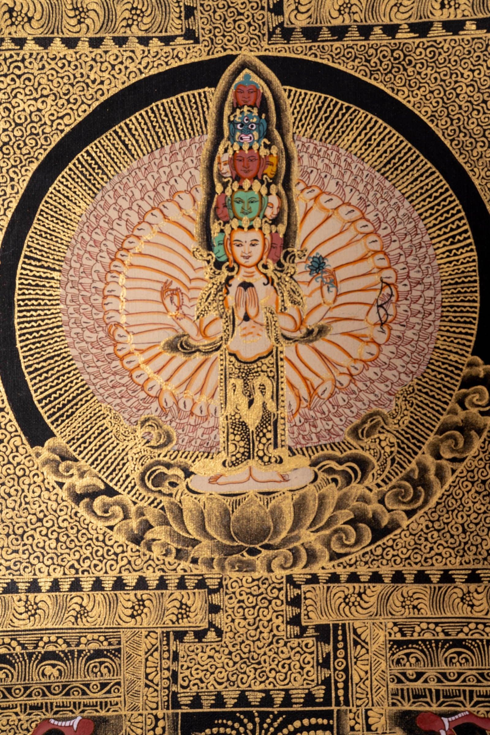 Fine Quality Avalokiteshvara Mandala Thangka painting - Himalayas Shop
