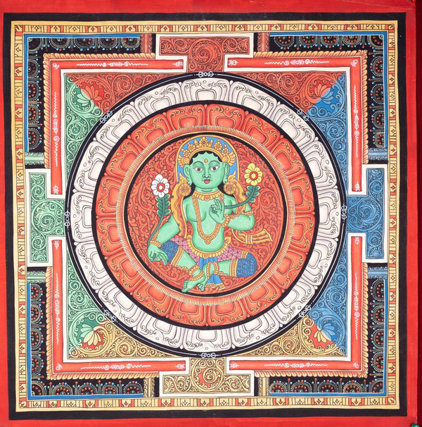 Beautiful Green Tara Mandala Painting