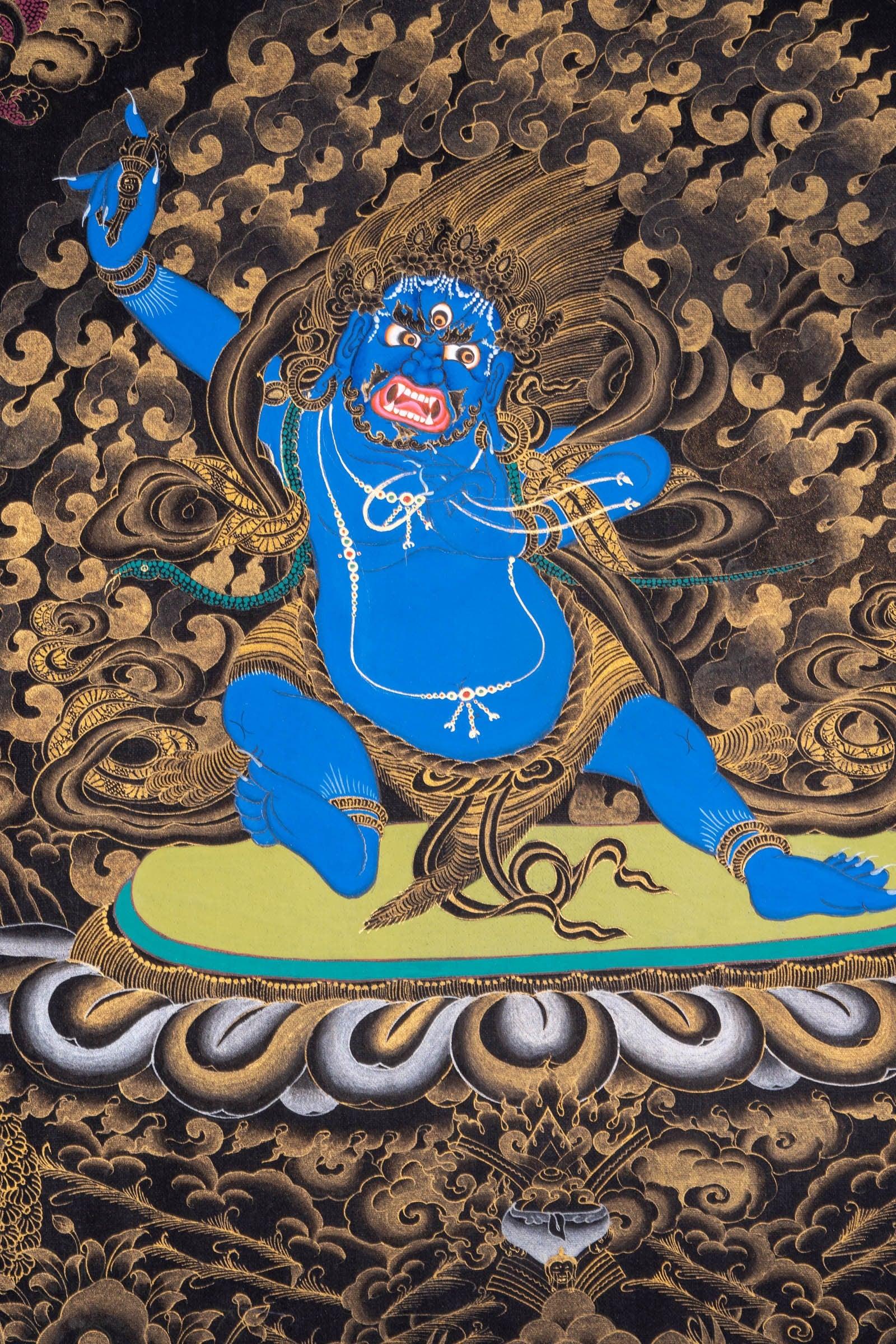 Vajrapani wrathful deity thangka painting