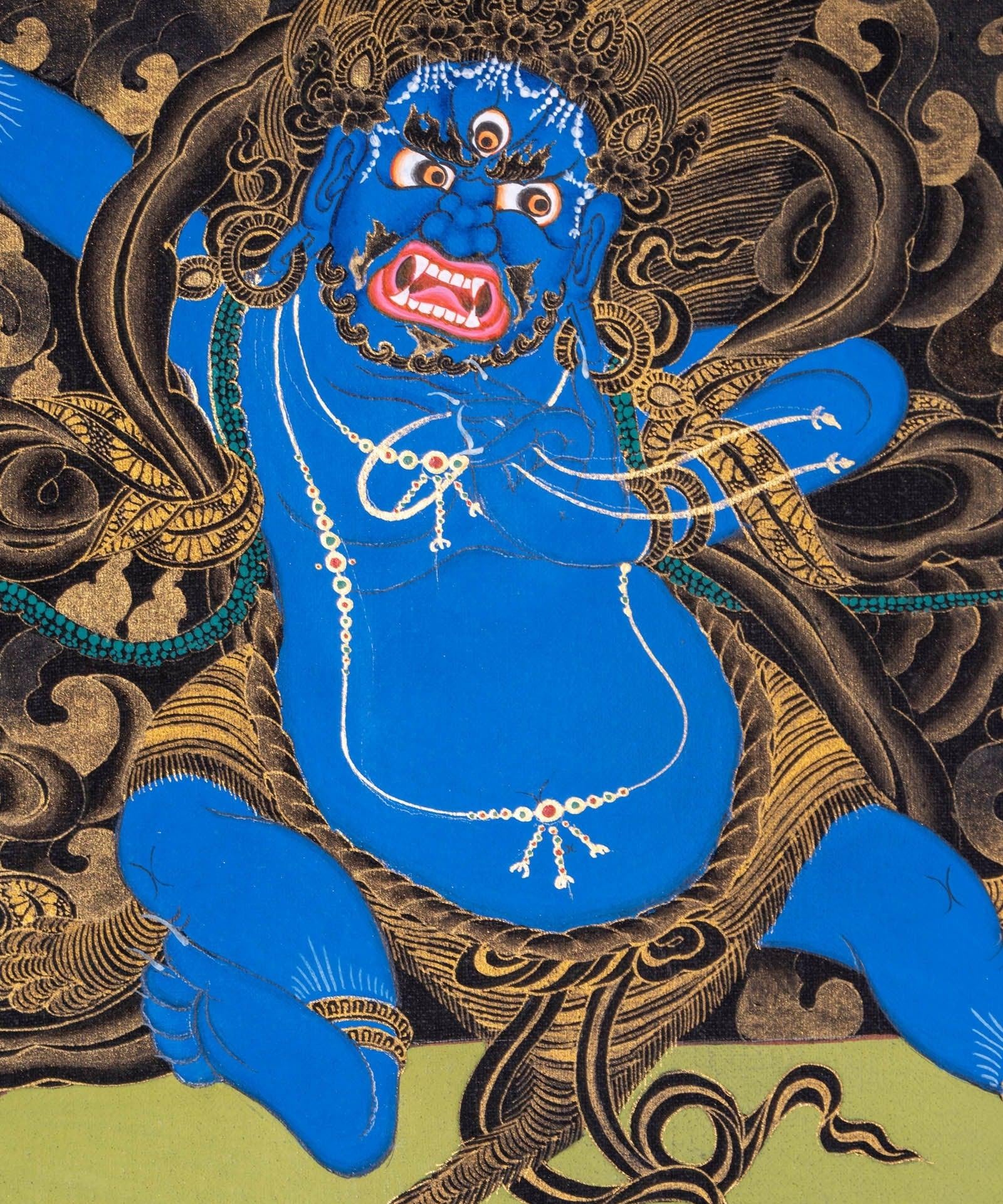 Vajrapani wrathful deity thangka painting