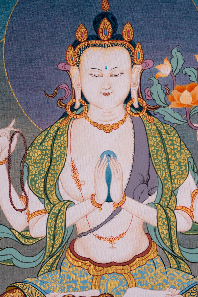 Chengresi Bodhisattva Thangka Painting - Himalayas Shop