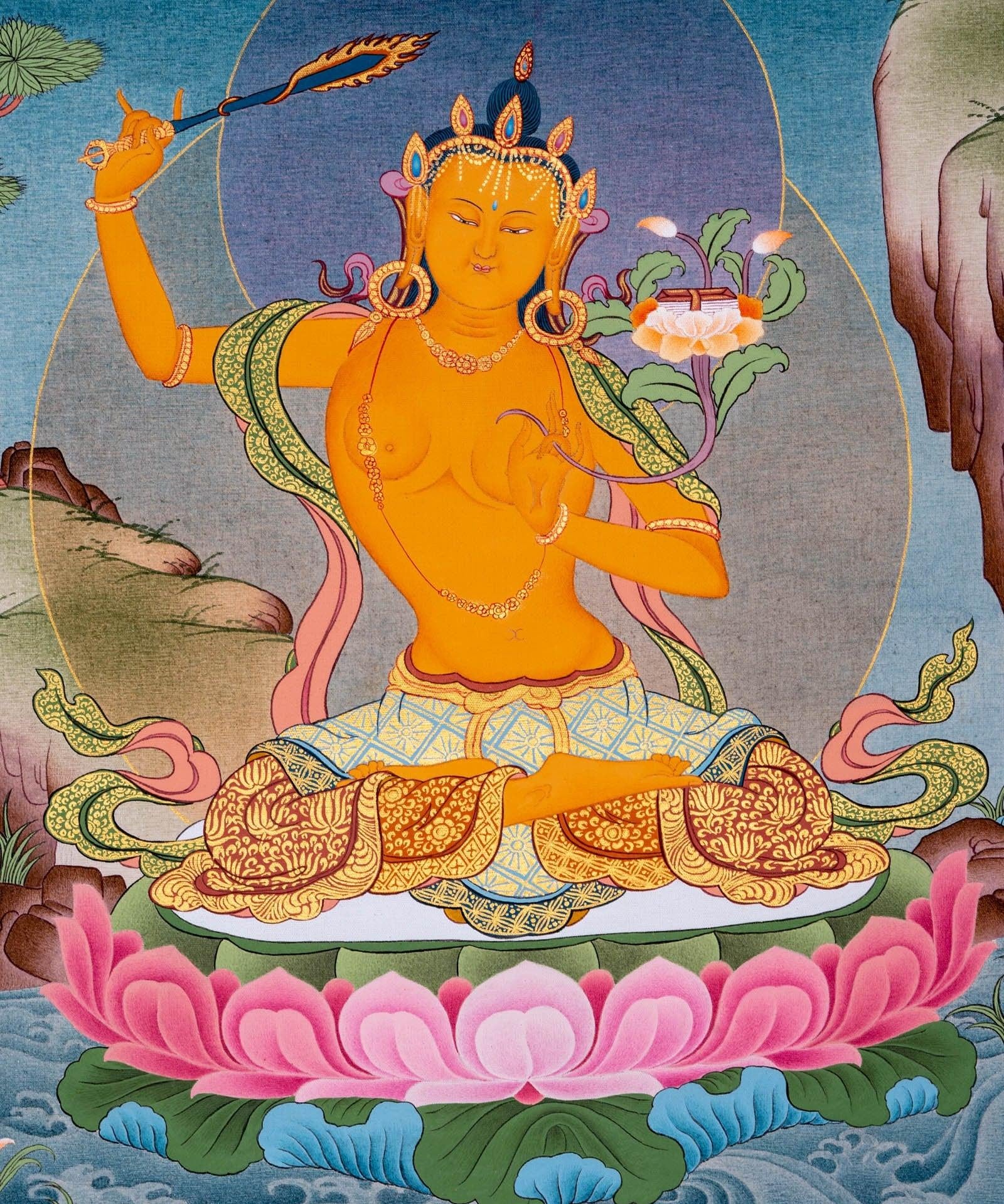 Manjushri Thangka Painting - Himalayas Shop