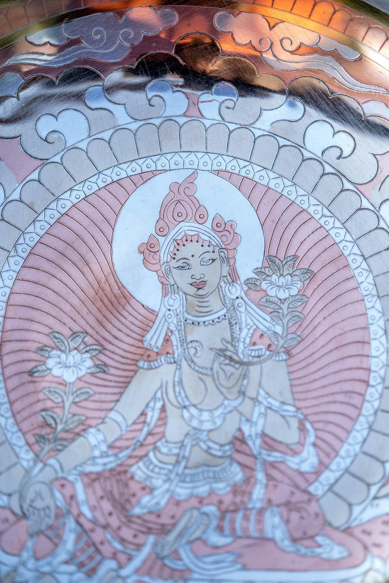 Green Tara Silver and copper Singing Bowl