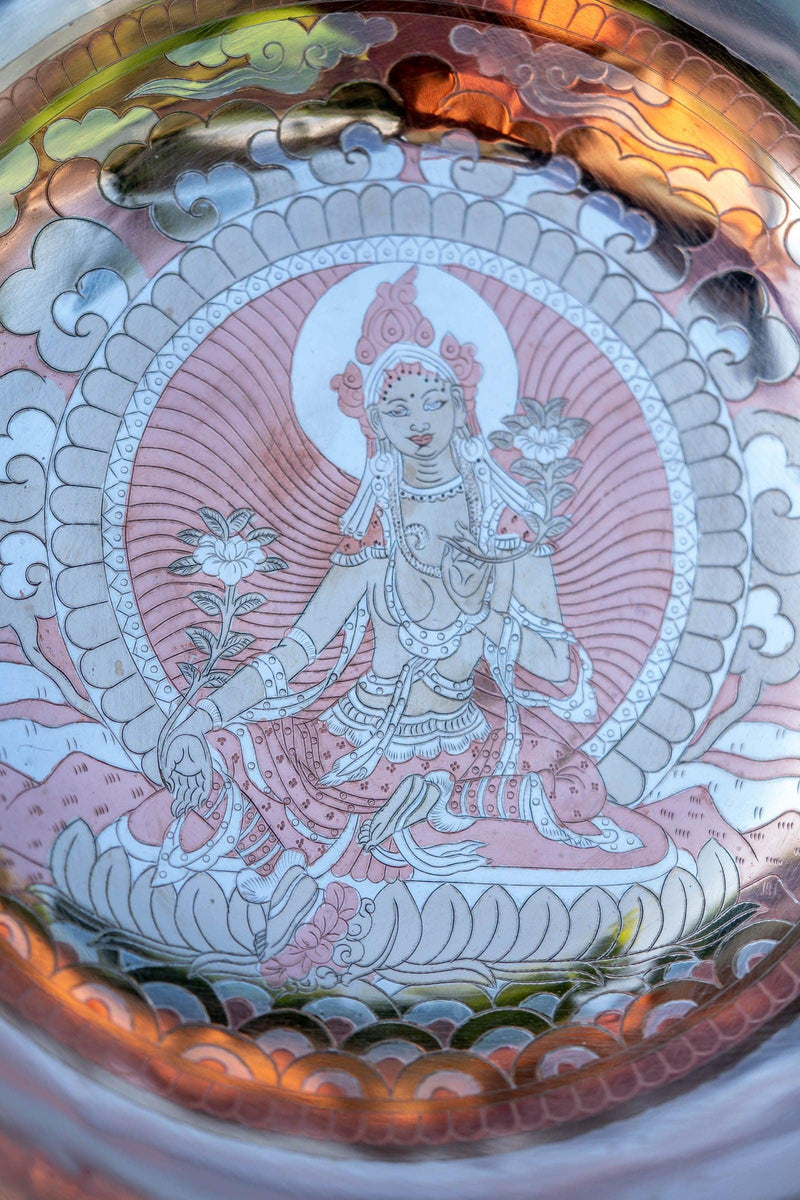 Green Tara Silver and copper Singing Bowl