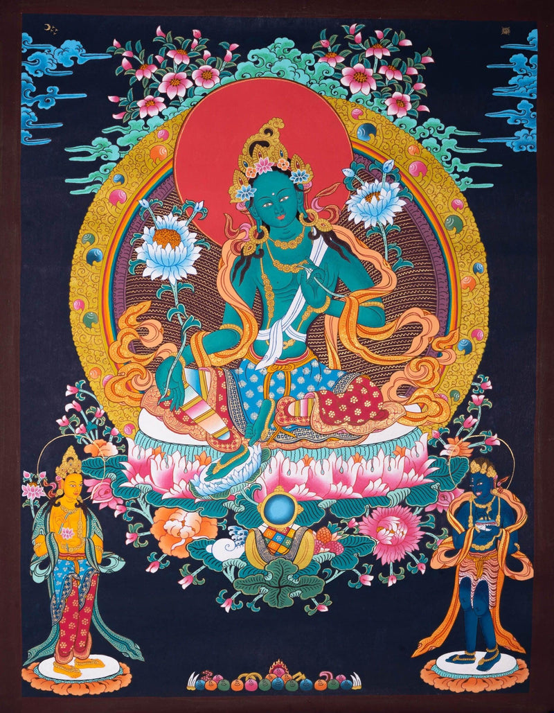 Green Tara Thangka Painting - Himalayas Shop