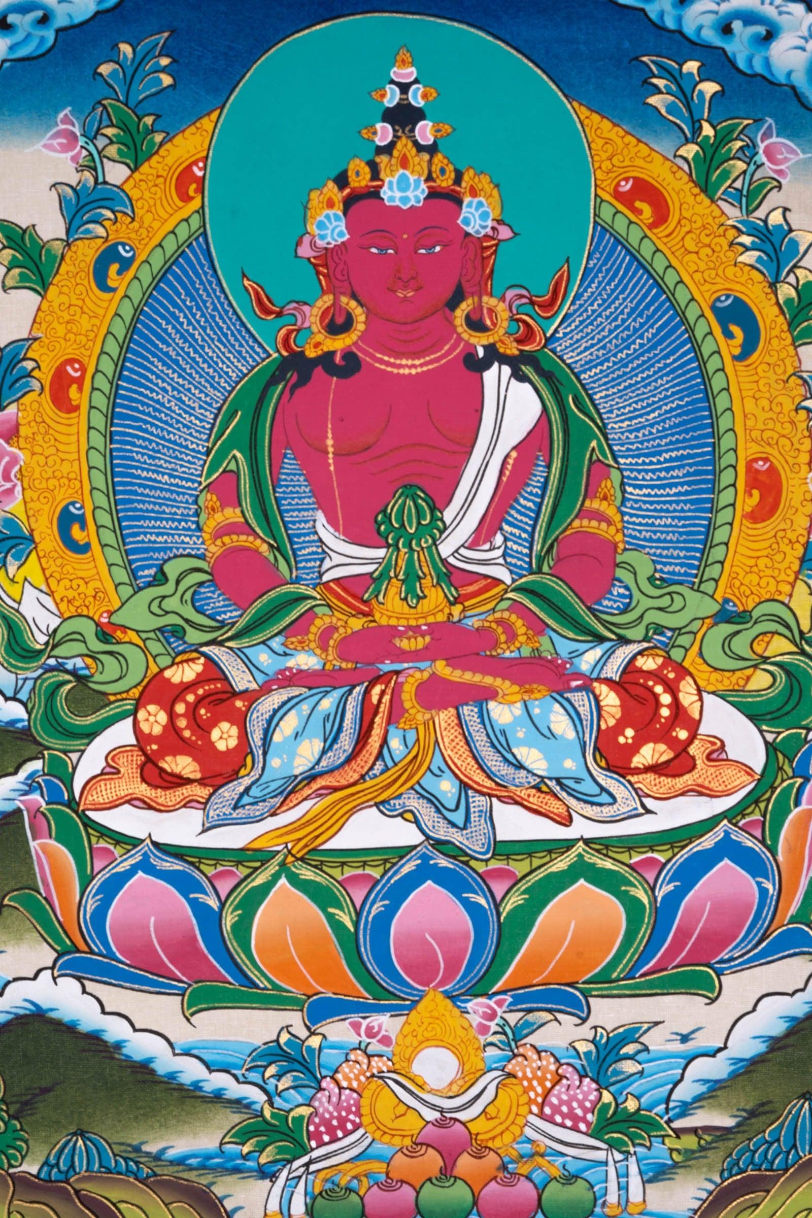 Amitayus Buddha Thangka Painting - Himalayas Shop