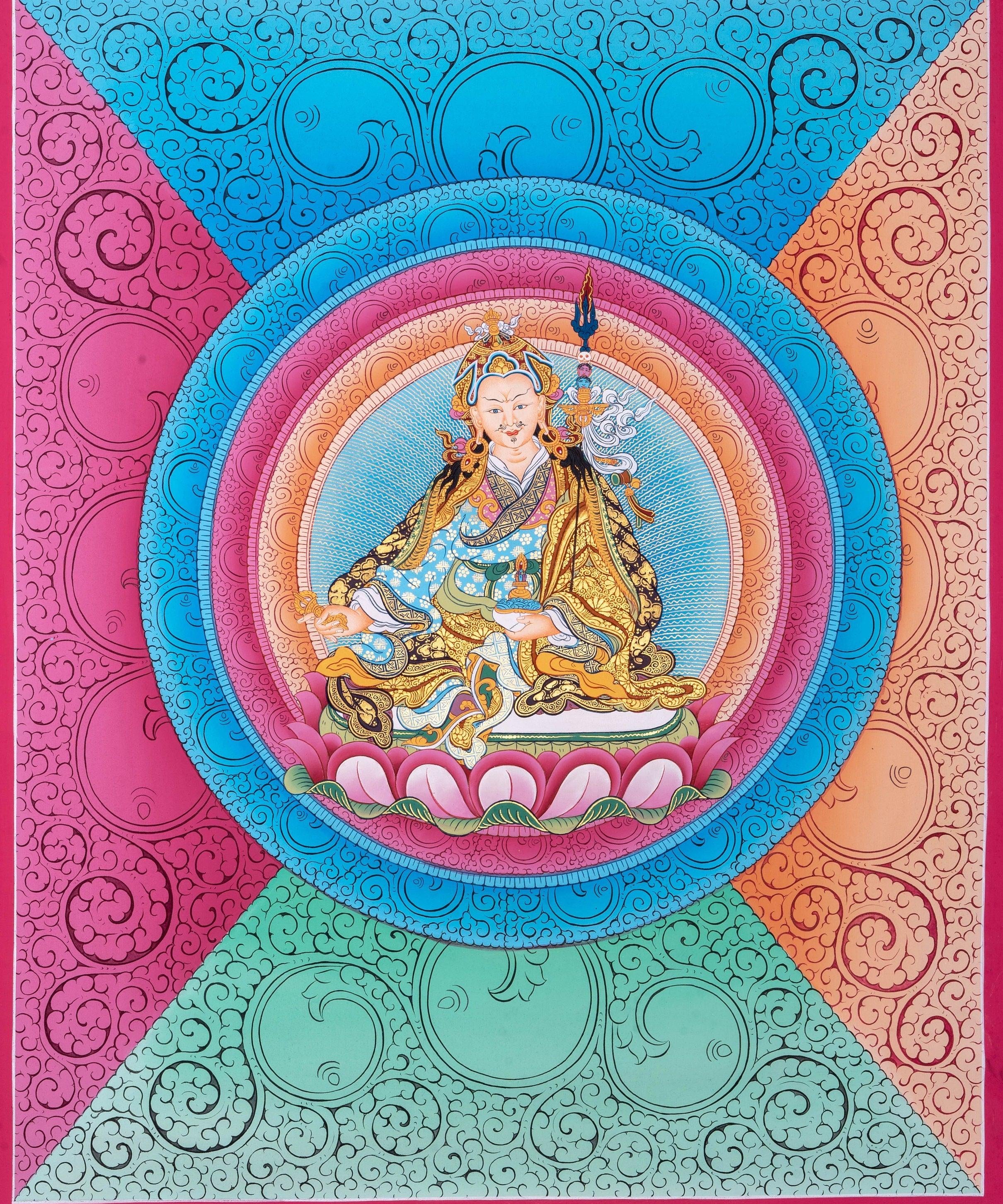 Guru Rinpoche  Buddhism Thangka Art - Himalayas Shop