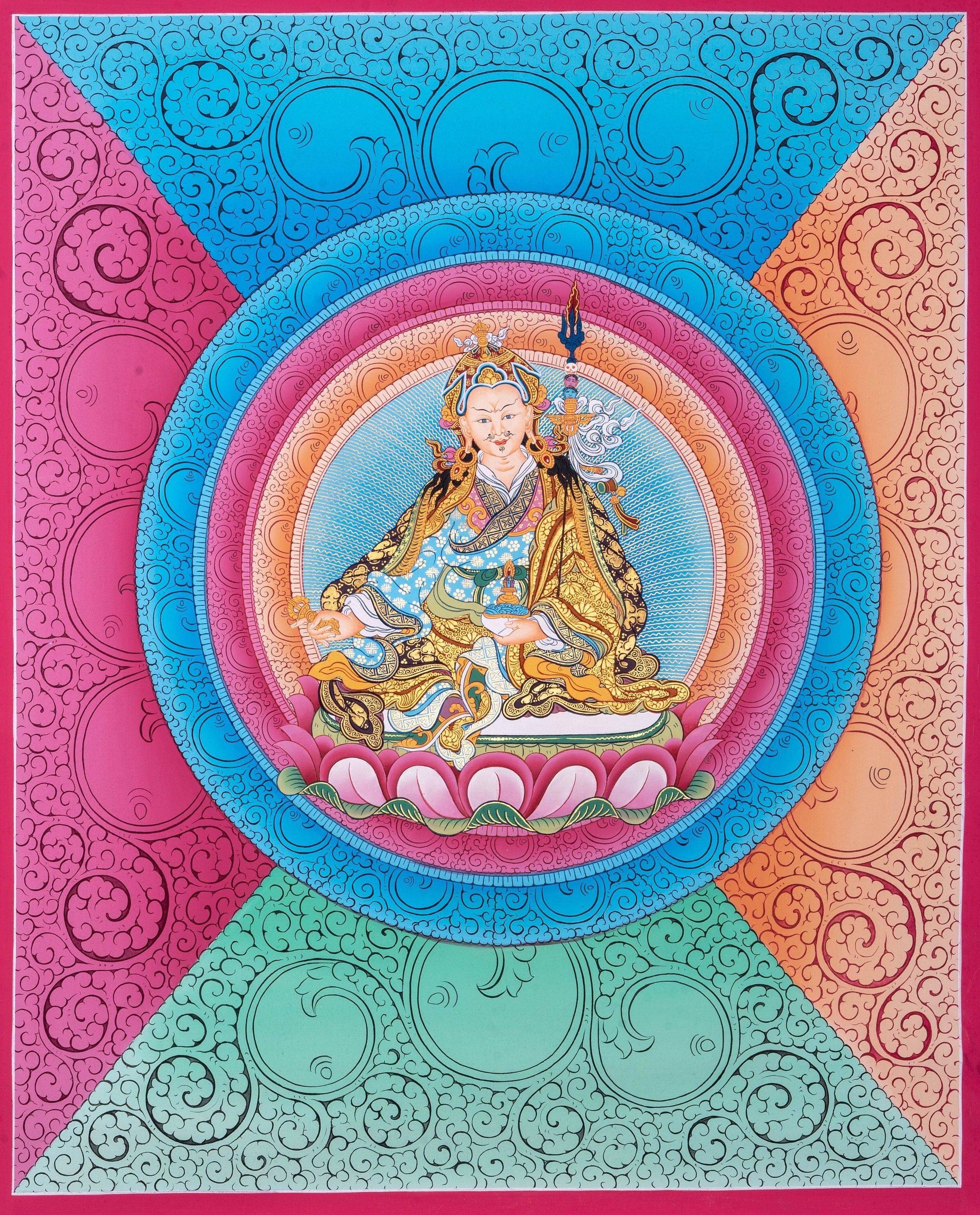 Guru Rinpoche  Buddhism Thangka Art - Himalayas Shop