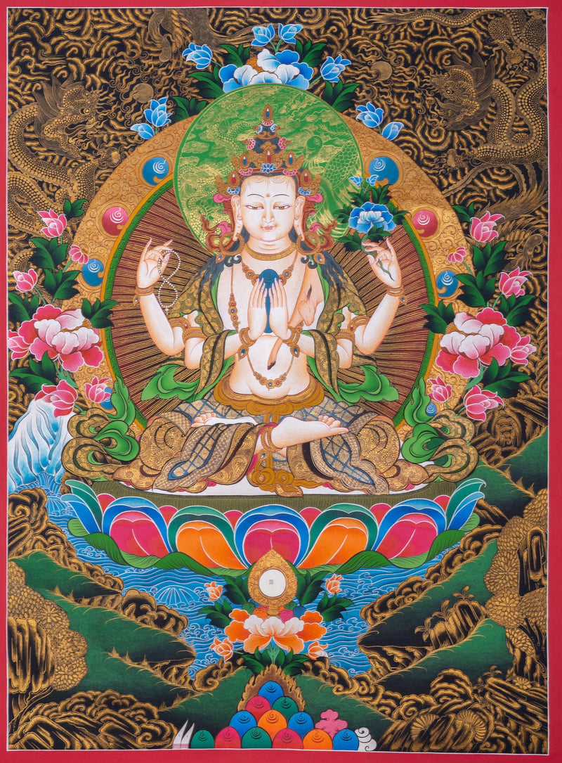 Chengresi Bodhisattva Thangka Painting
