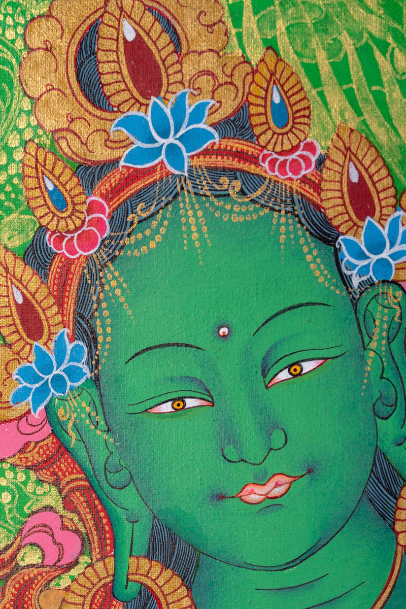 Green Tara Thangka - Himalayas Shop