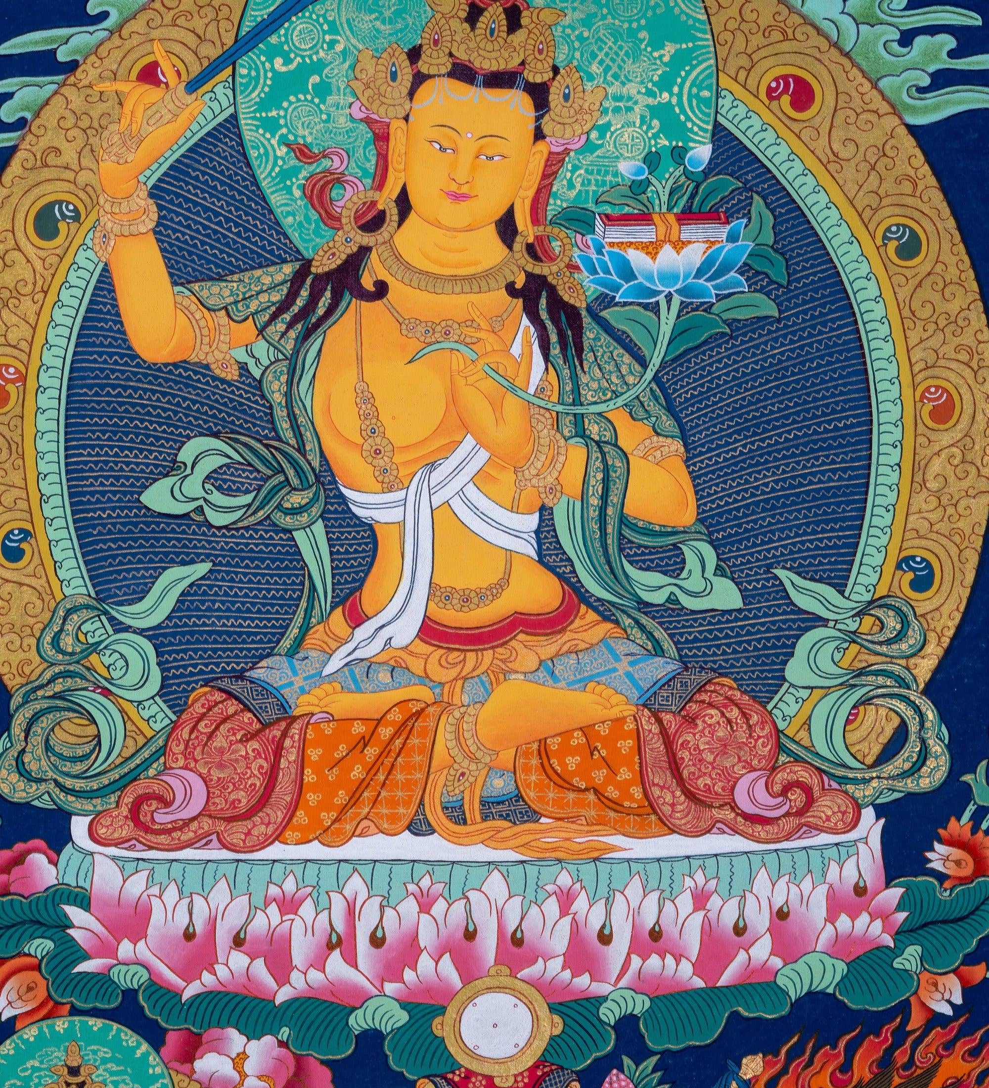 Manjushri Thangka Painting - Himalayas Shop