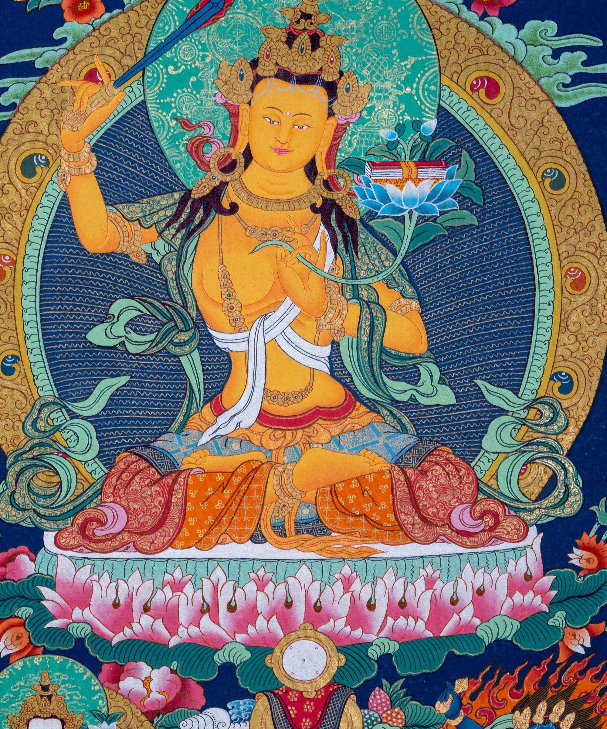 Manjushri Thangka Painting - Himalayas Shop