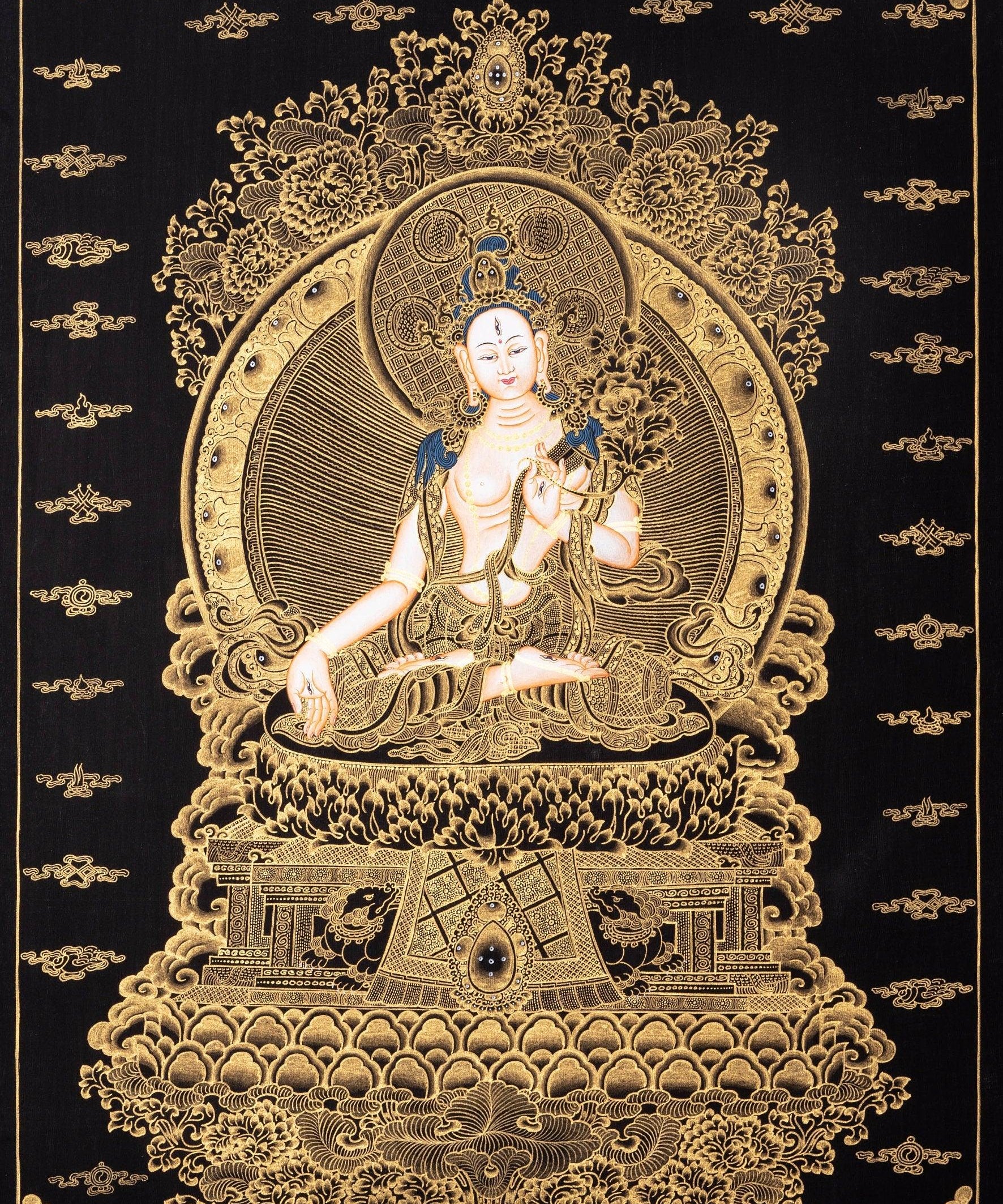White Tara Thangka Art - Himalayas Shop