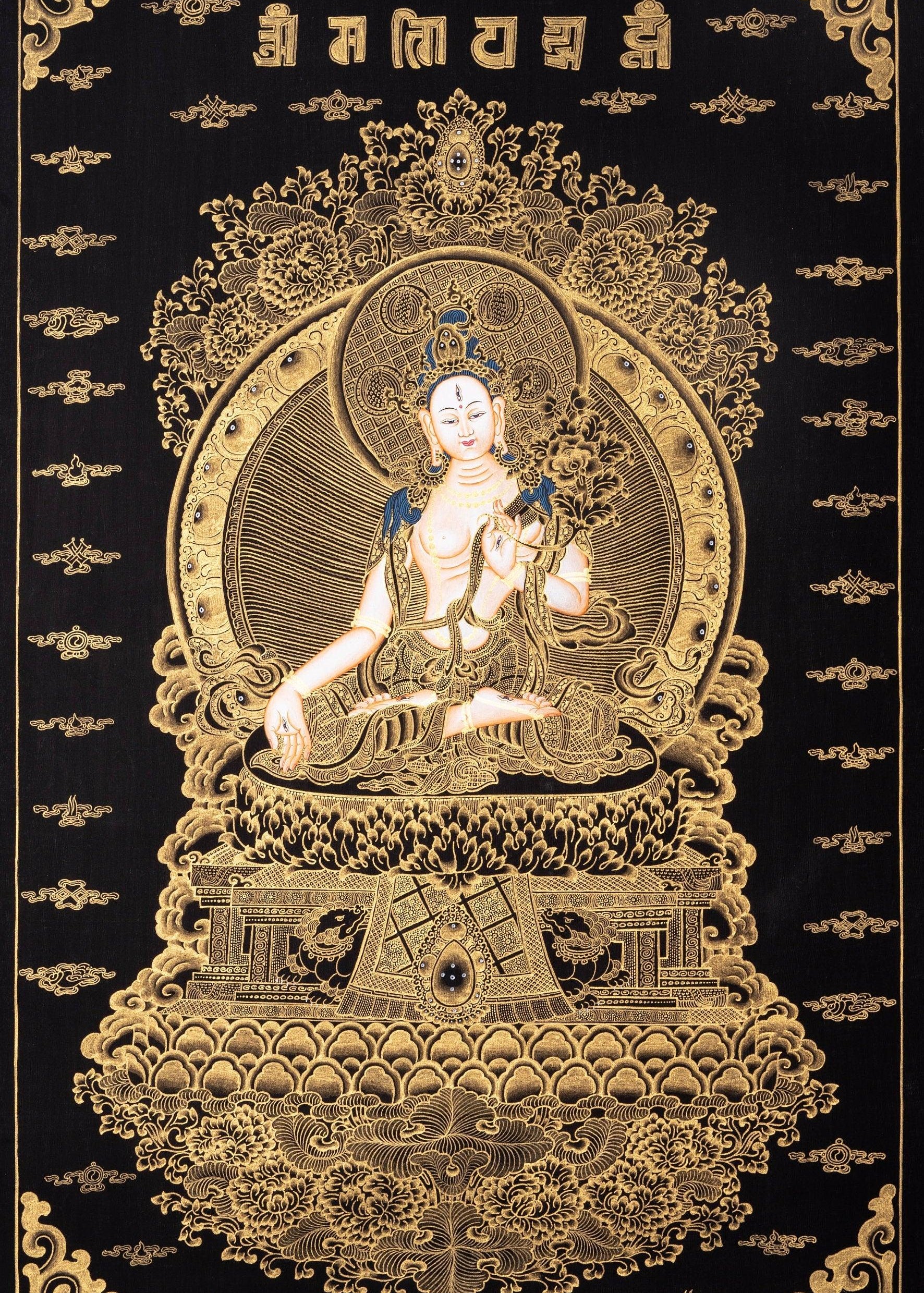 White Tara Thangka Art - Himalayas Shop