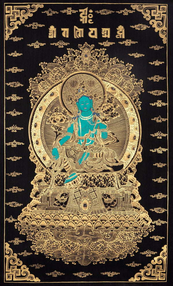 Green Tara Thangka Painting - Himalayas Shop