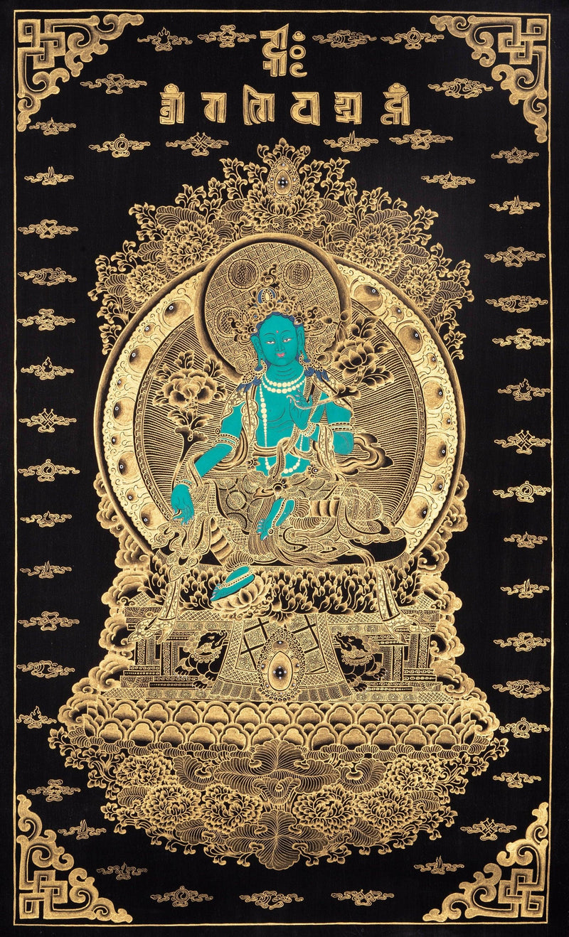 Green Tara Thangka Painting - Himalayas Shop