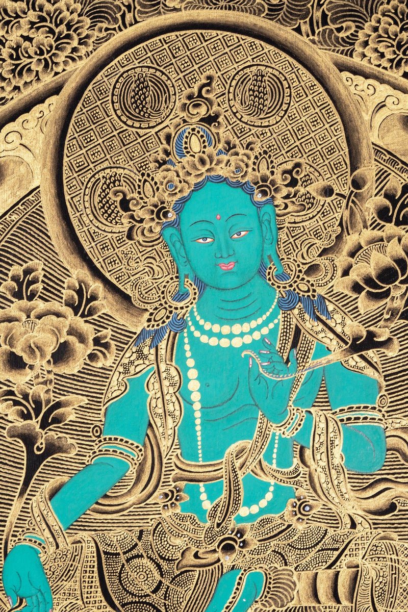 Green Tara Thangka Painting - Himalayas Shop