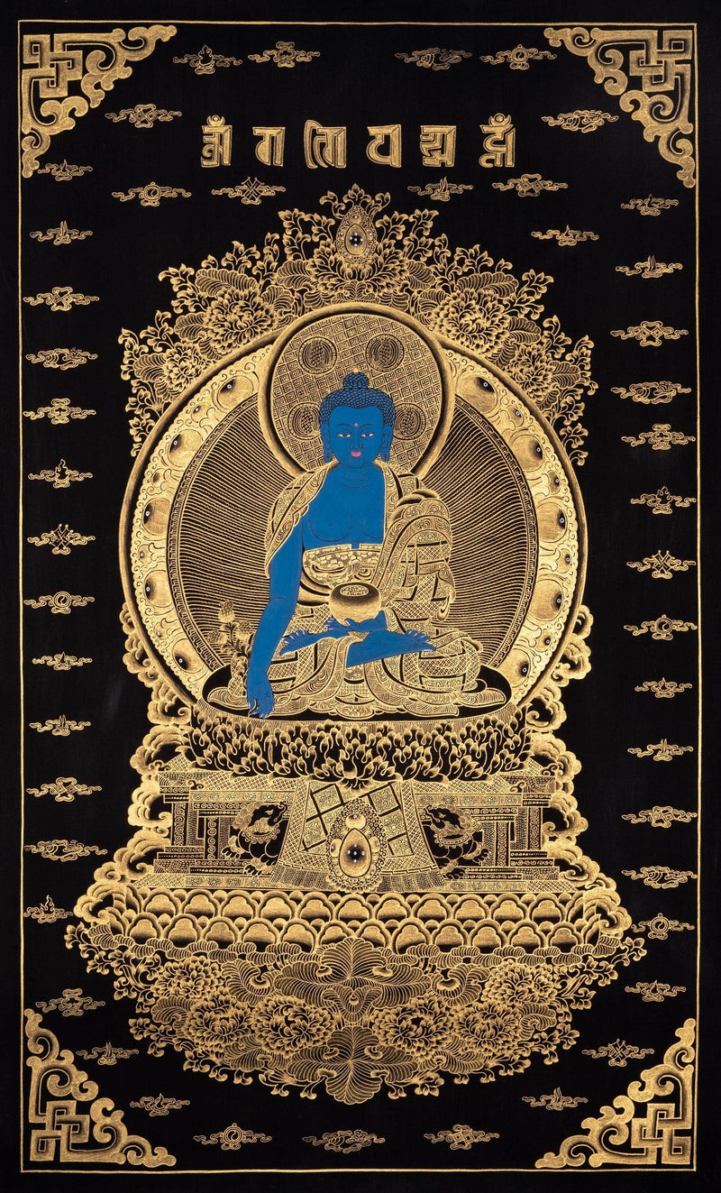 Thangka painting of Bhaisajyaguru - Himalayas Shop