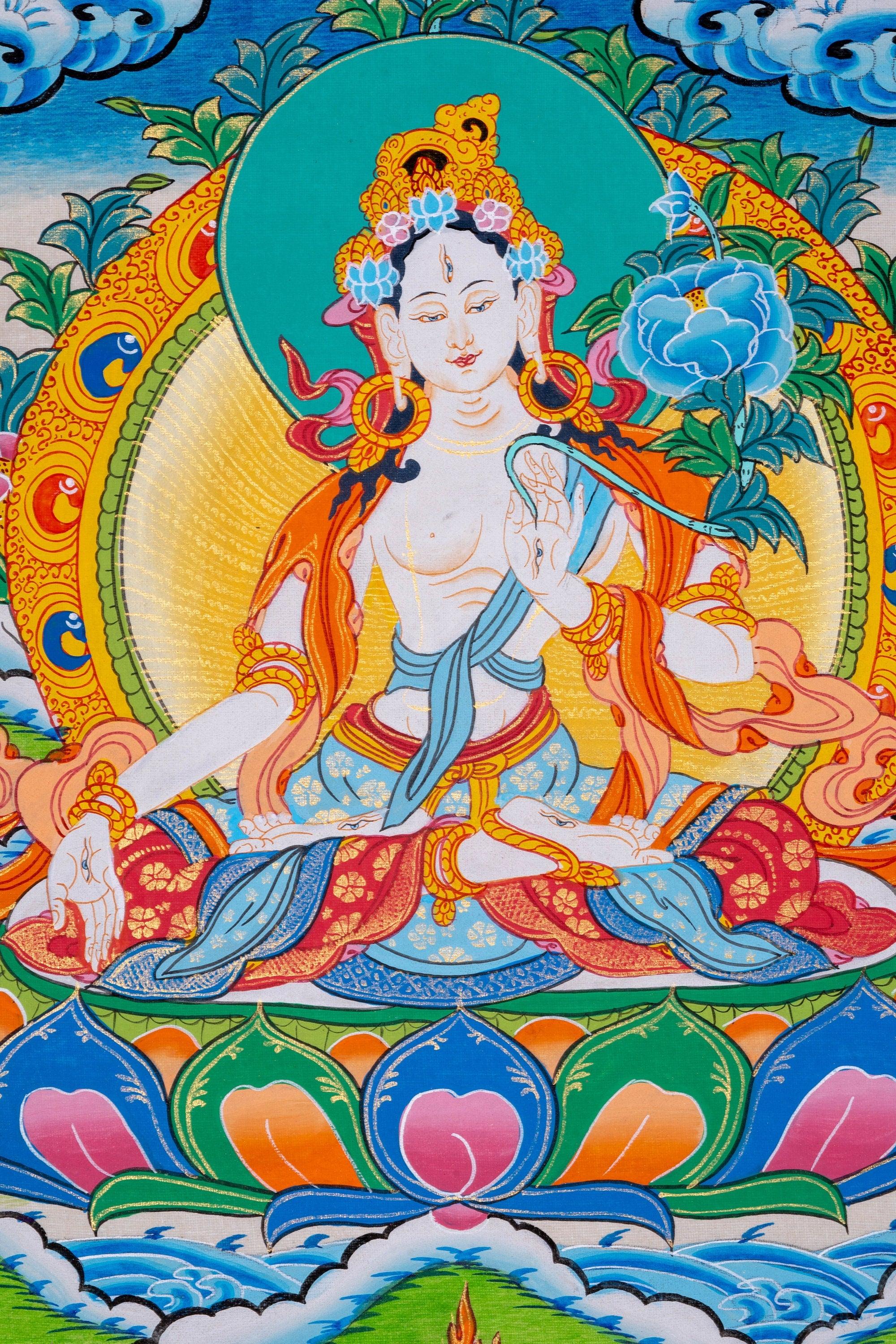 Thangka Painting - White Tara - Himalayas Shop