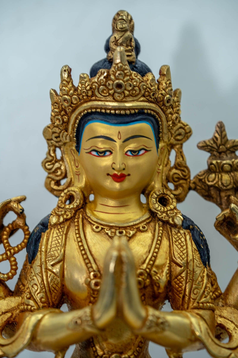 Chenrezig Bodhisattva Gold Plated Statue - Himalayas Shop