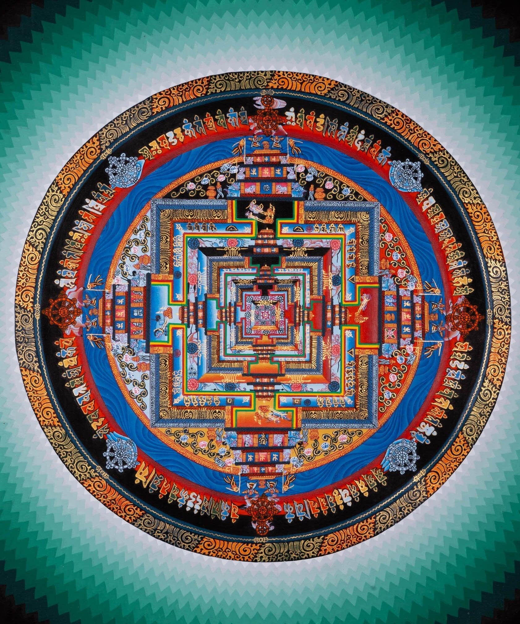 Hand Drawn Kalachakra Mandala Thangka Art - Himalayas Shop