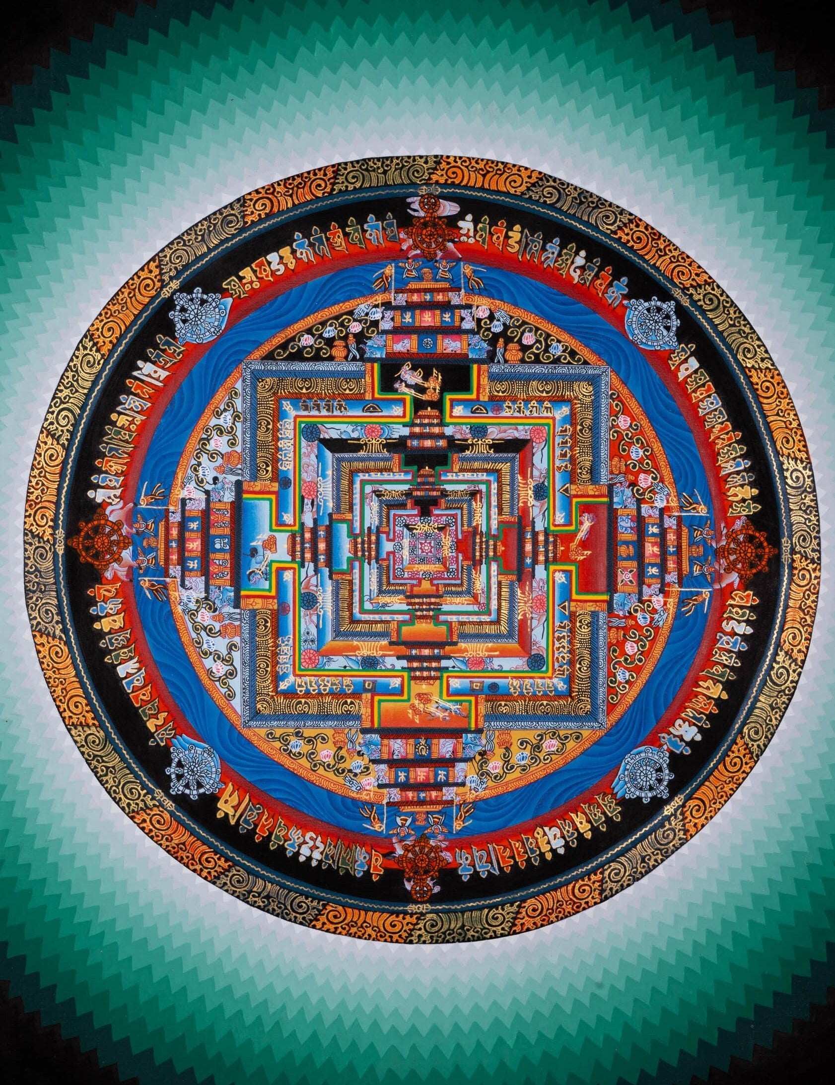 Hand Drawn Kalachakra Mandala Thangka Art - Himalayas Shop
