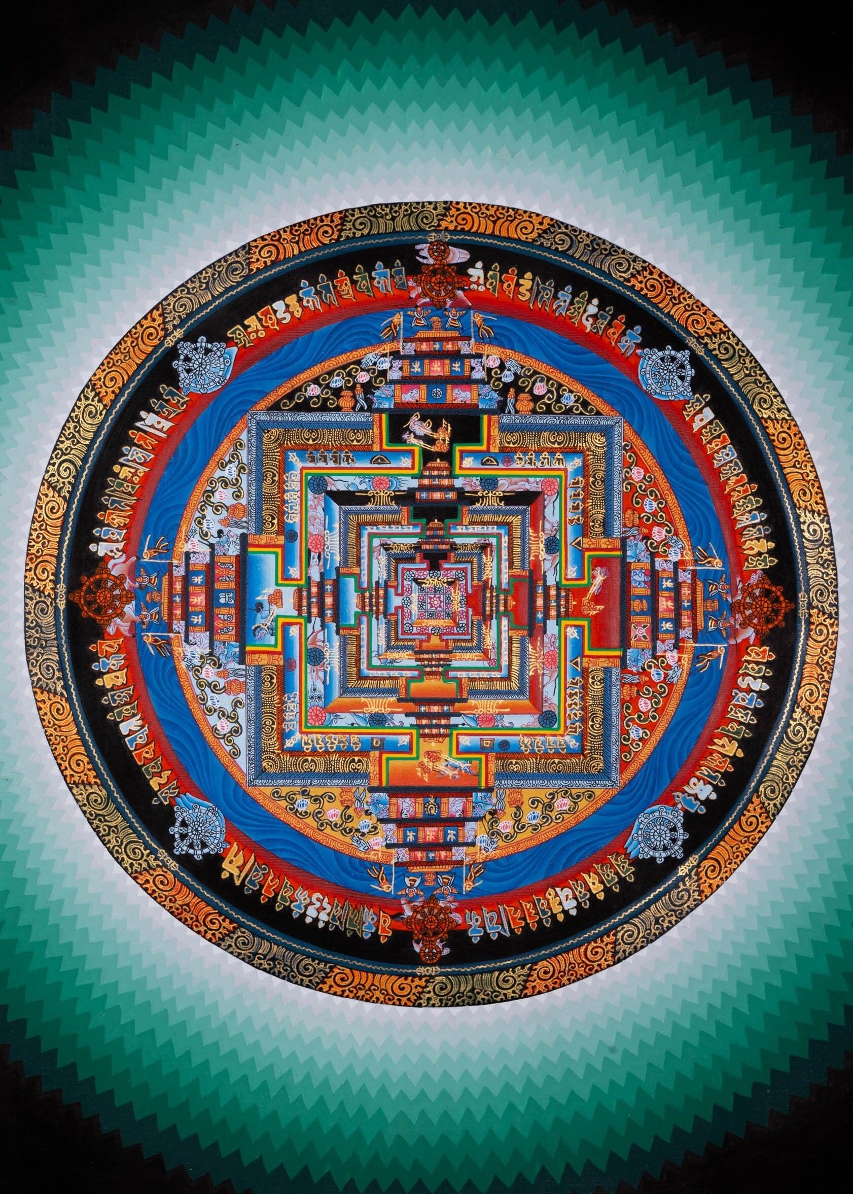 Hand Drawn Kalachakra Mandala Thangka Art - Himalayas Shop