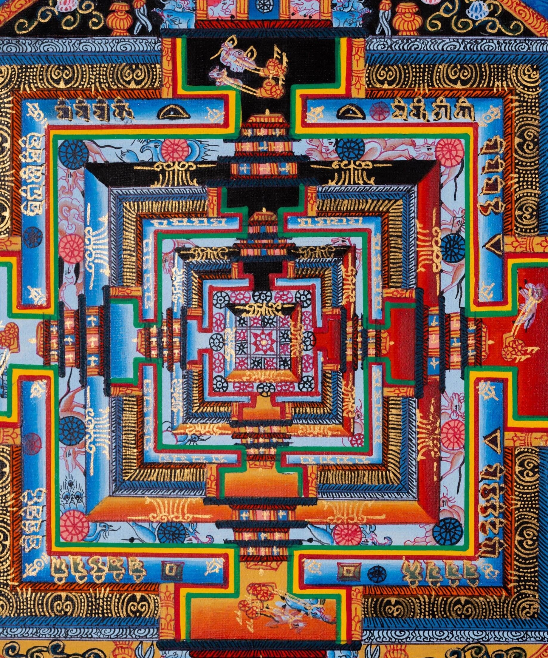 Hand Drawn Kalachakra Mandala Thangka Art - Himalayas Shop
