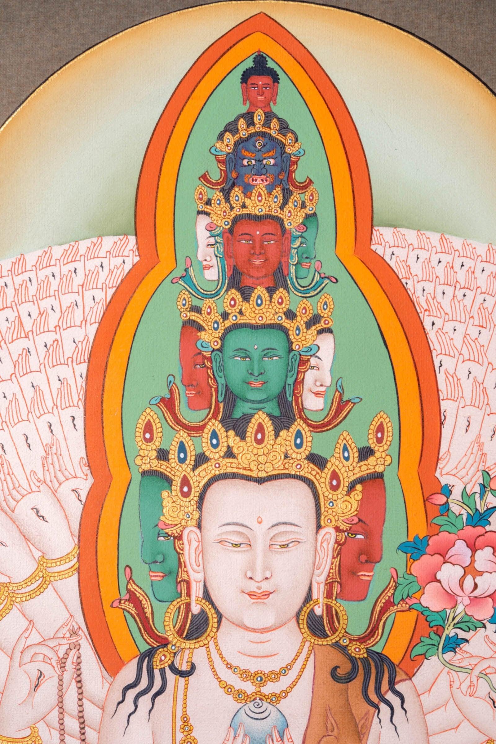 1000 Arm Avalokiteshvara Thangka Painting - Himalayas Shop
