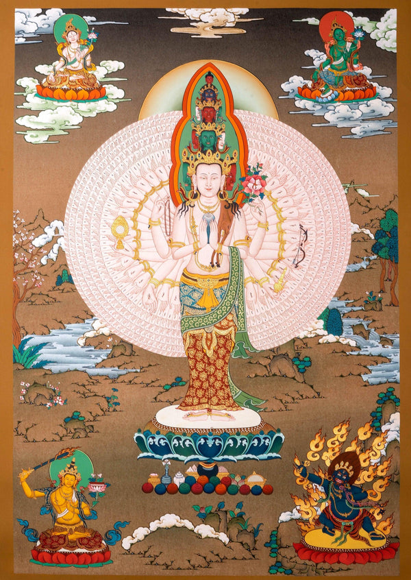 1000 Arm Avalokiteshvara Thangka Painting - Himalayas Shop