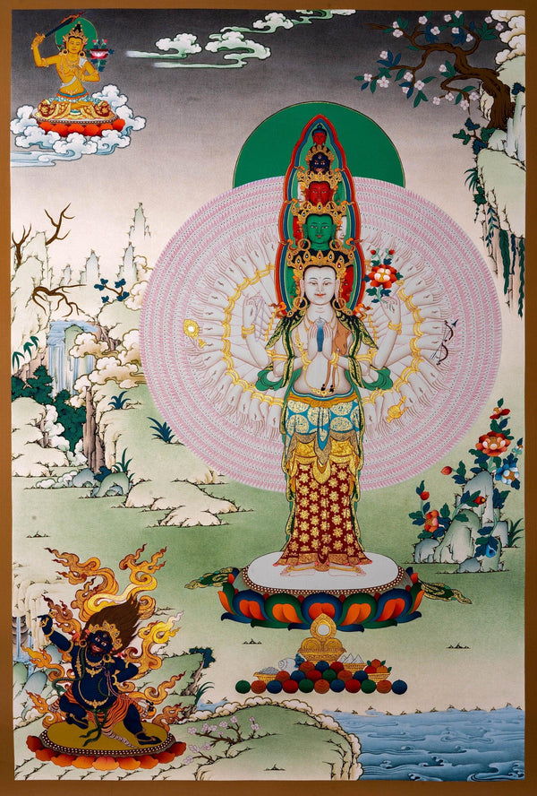1000 Armed Avalokiteshvara Thangka Painting - Himalayas Shop